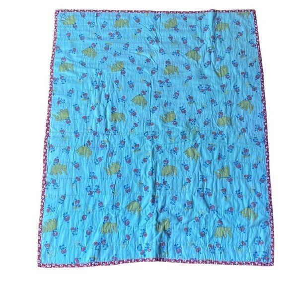 Vintage Handmade Baby Quilt clowns circus lap blanket 32x40 - Picture 3 of 7